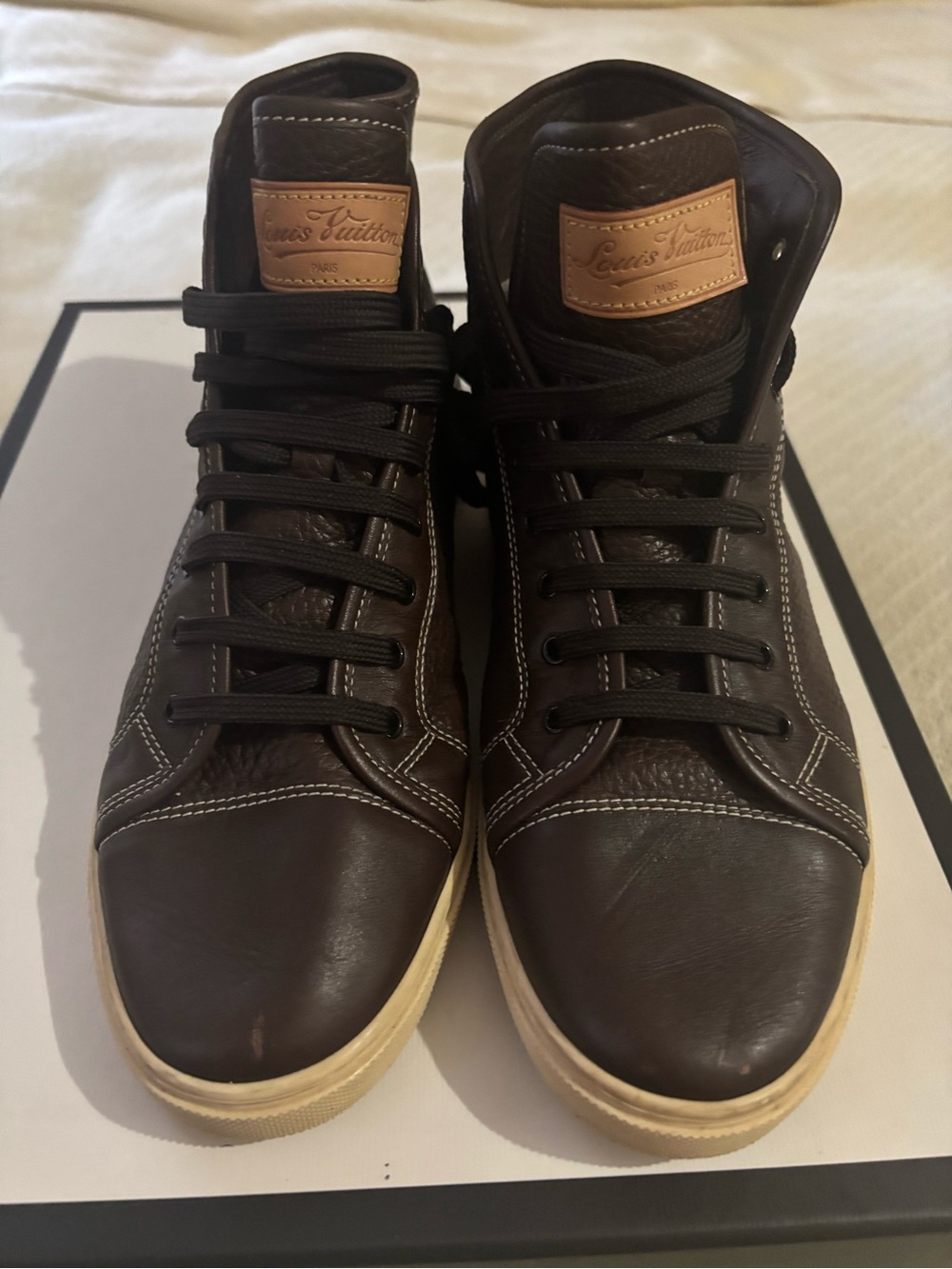 Vintage Louis Vuitton Brown Leather High-Top Sneakers